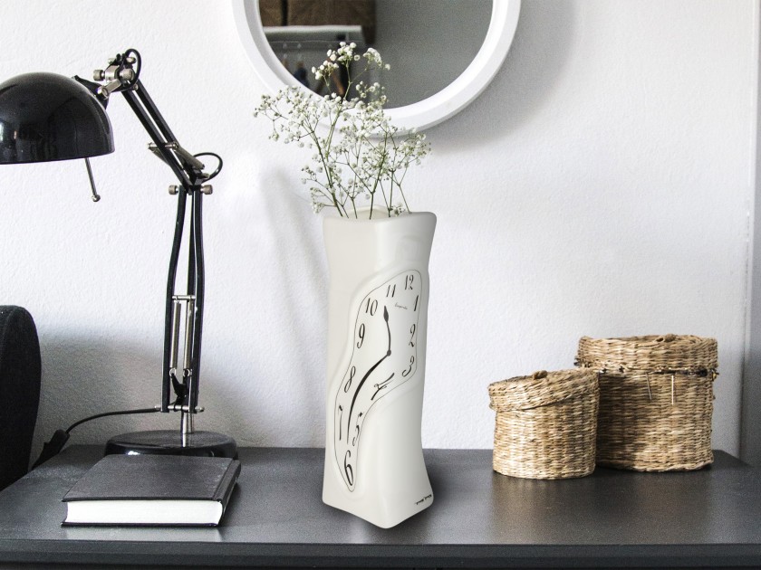 Black and white glazed ceramic vase