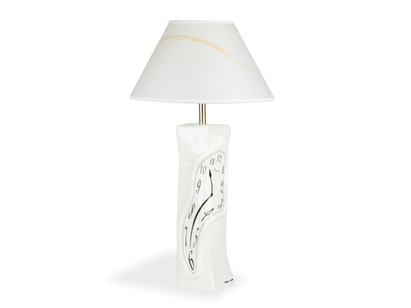 Lámpara de mesa de cerámica esmaltada en blanco y negro