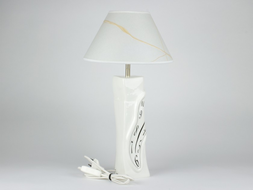 Lampe de bureau en céramique émaillée en noir et blanc