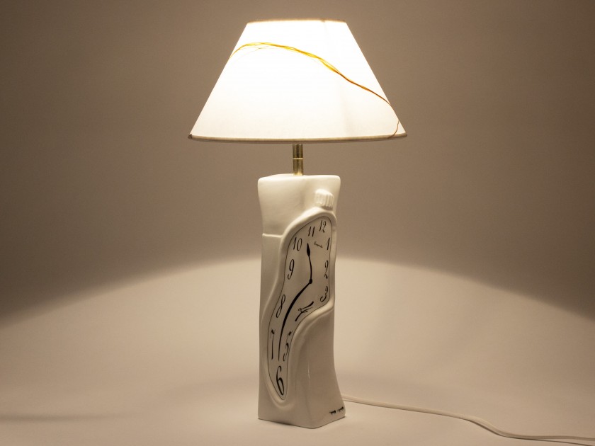 Lampe de bureau en céramique émaillée en noir et blanc
