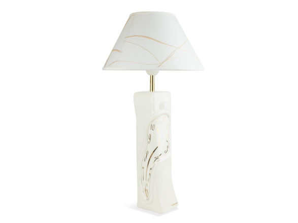 Lámpara de mesa de cerámica esmaltada en blanco y oro