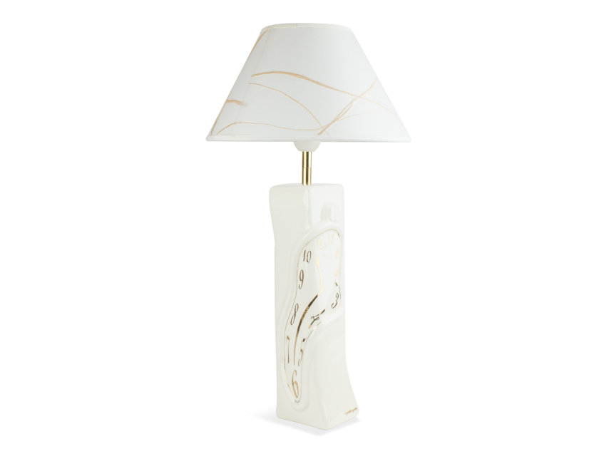 White and gold glazed ceramic table lamp