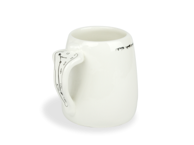 Large black and white glazed ceramic mug