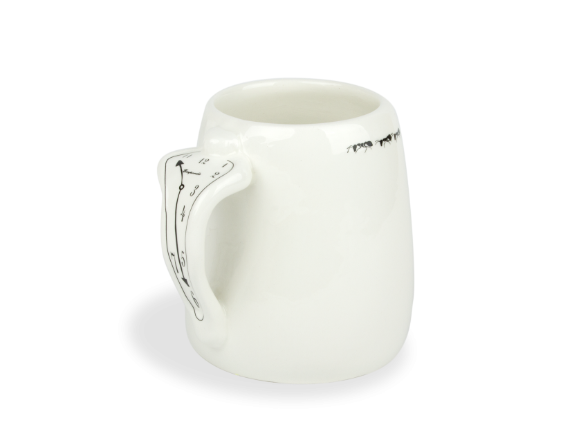 Taza grande de cerámica esmaltada en blanco y negro