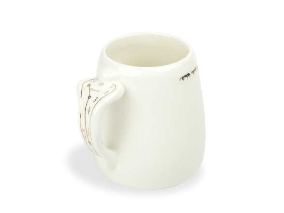 Large white and gold glazed ceramic mug