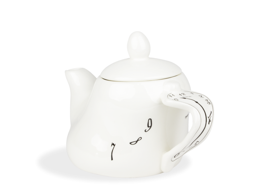 Black and white glazed ceramic teapot