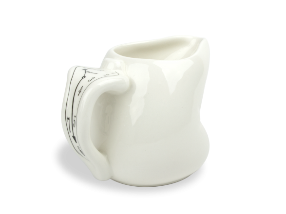 Black and white glazed ceramic milk jug