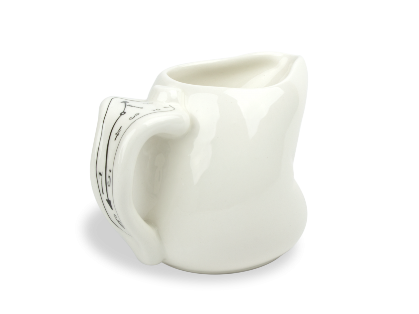 Black and white glazed ceramic milk jug