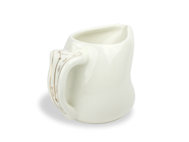 Jarrita de leche de cerámica esmaltada en blanco y oro