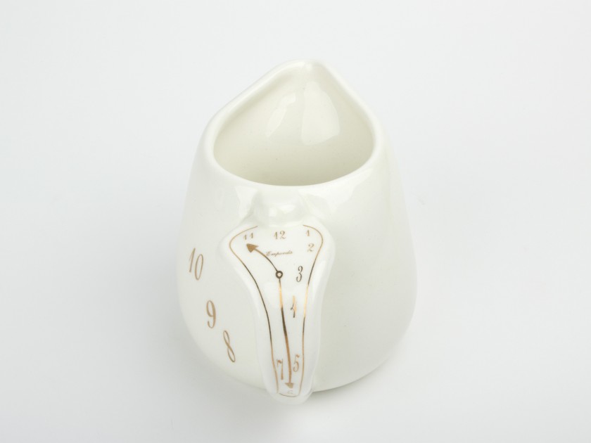 Gerreta de llet de ceràmica esmaltada en blanc i or