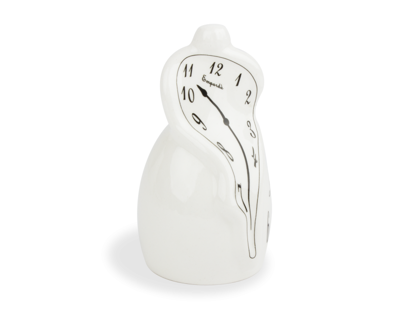 Pequeña campana de cerámica esmaltada en blanco y negro