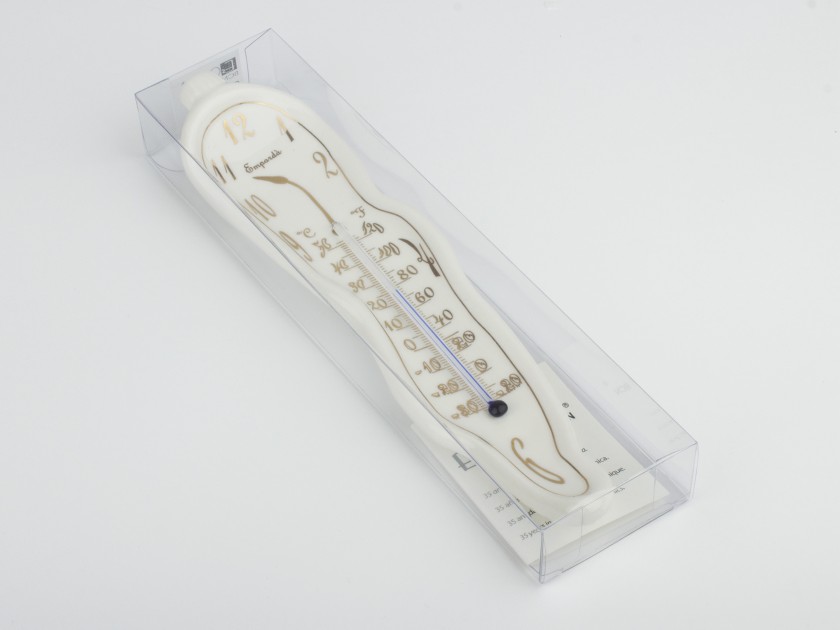 Thermomètre en céramique émaillé en blanc et or