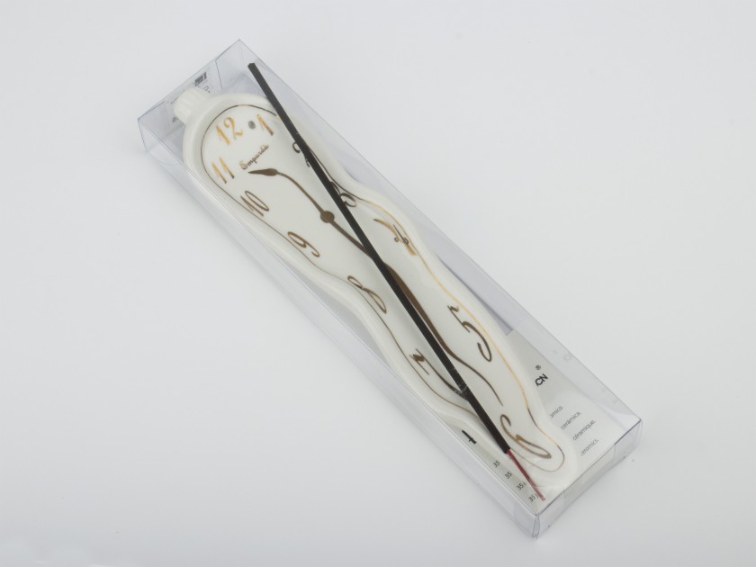 White and gold glazed ceramic incense holder with incense stick